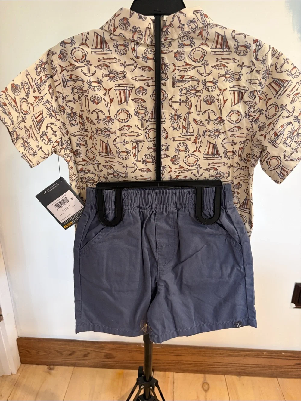 Lot of 2 Gerber Matching Moments Boys Sets-Nautical/Hawaiian print. Size 4T NWT